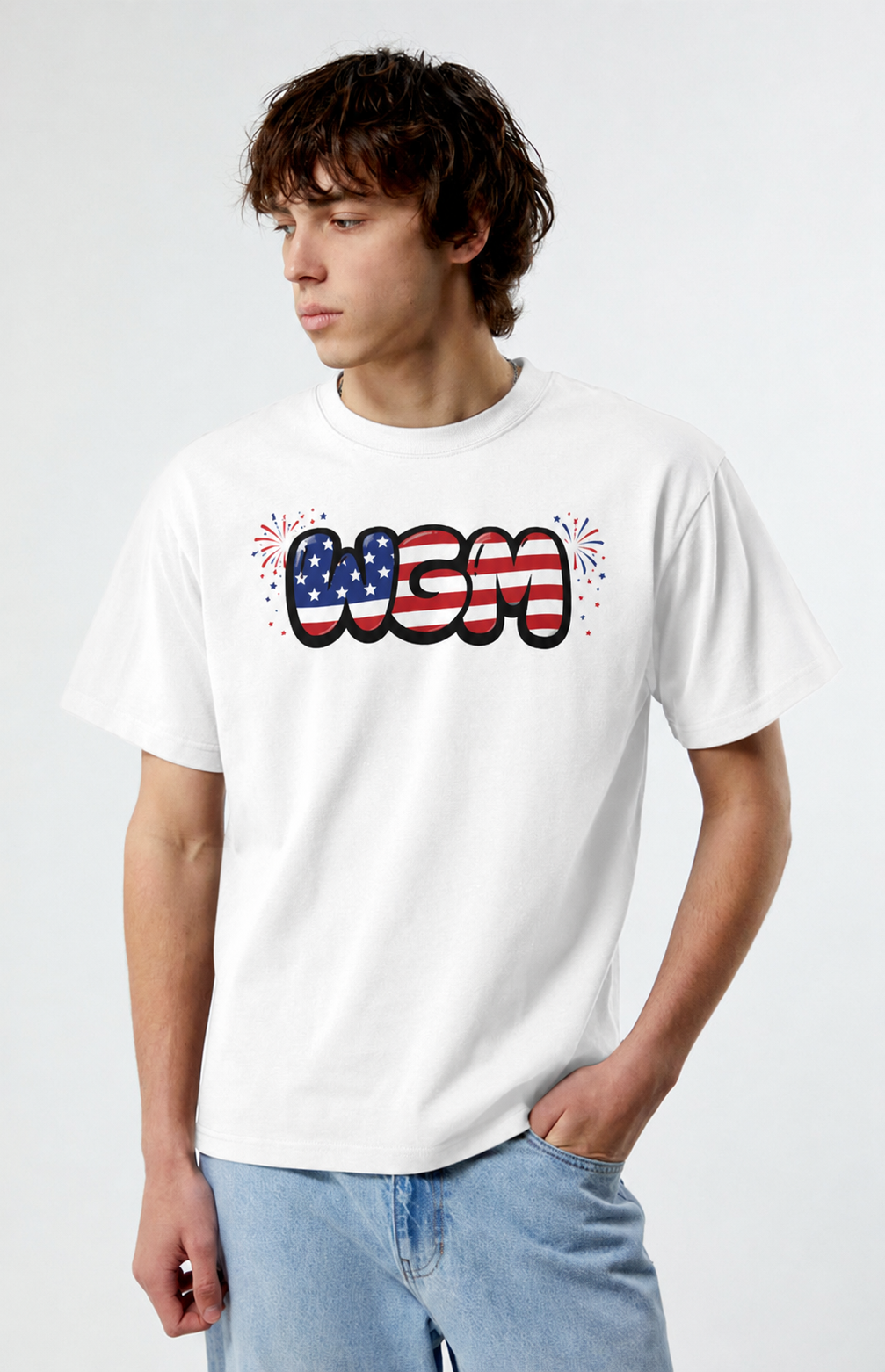 4th of July white t-shirt